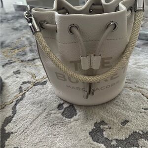 Marc Jacobs Cream Leather Mini Drawstring Bucket Bag